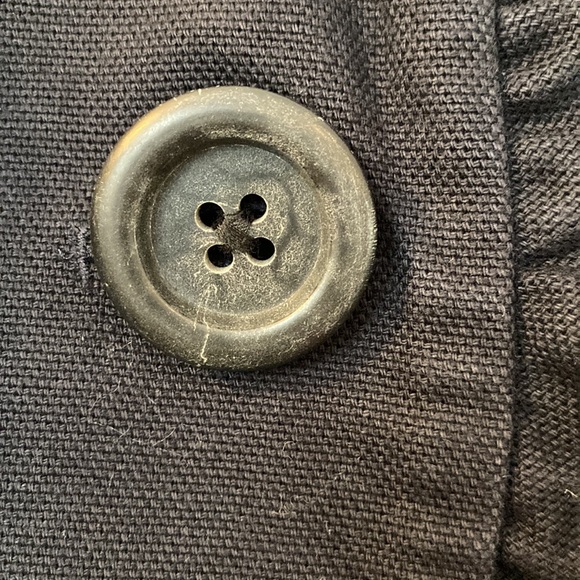 Y2K J Crew Navy collarless cropped blazer, ruffle detail, 3/4 sleeve, size 2 - Picture 10 of 14